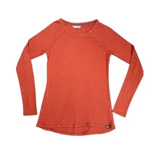 North Face Shirt Womens Small Long Sleeve Lightweight Orange Striped Casual